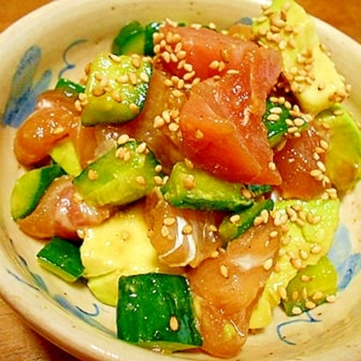 刺身ときゅうりとアボカドのサラダ ポキ風 レシピ 作り方 By V るん 0394 楽天レシピ